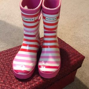 HUNTER BY TARGET GIRLS STRIPED RAIN BOOTS SIZE 10